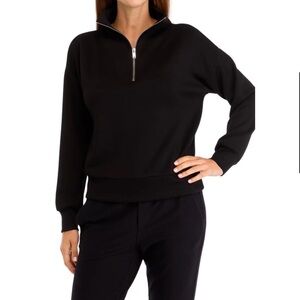 MAGASCHONI 1/4 Zip Sweatshirt Black Plus Size 3X Modal Sweater Collar Soft Cozy